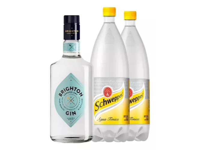GIN BRIGHTON 700 ML + 2 SCHWEPPES TONICA 1.5L