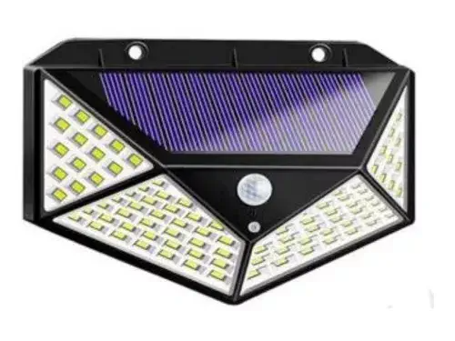 Foco Led Solar 4 Lados C/ Sensor Mov Negro 6000k