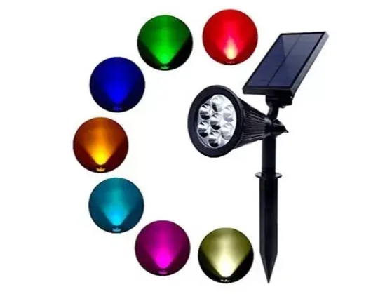 Foco Led Solar Jardin Con Fotocelula 2w 7 Colores