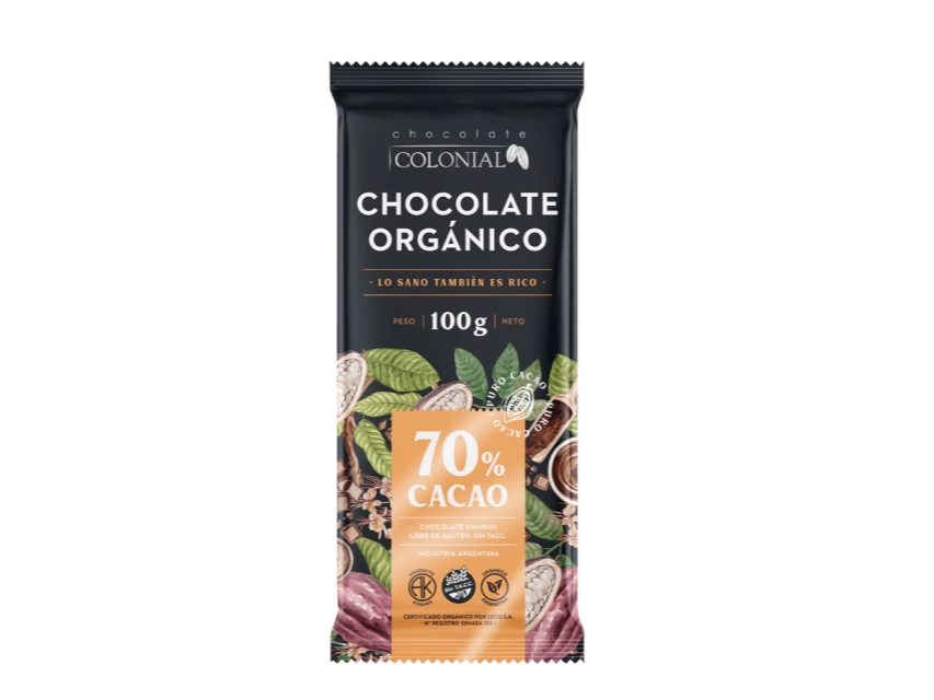 CHCOLATE ORGANICO 70% COLONIAL x 100 GR