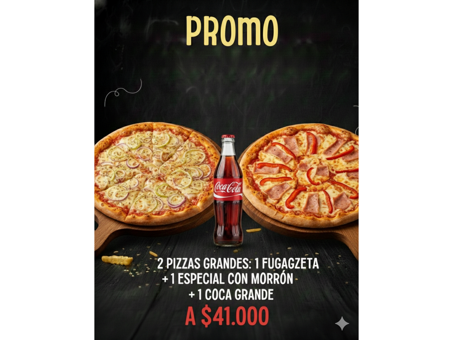 ESPECIAL CON MORRON + FUGAZZETA + BEBIDA