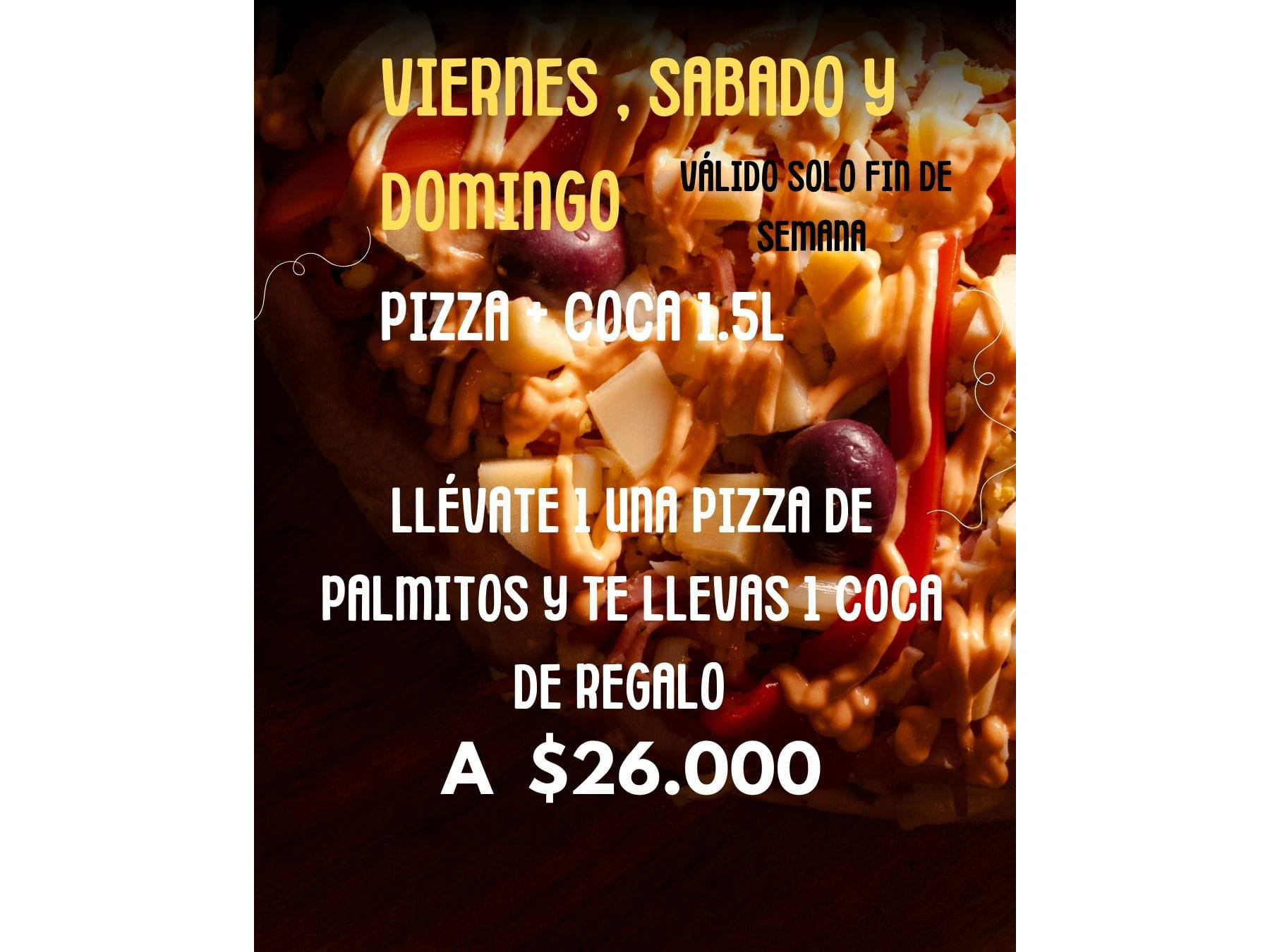 PIZZA DE PALMITOS + COCA 1.5L