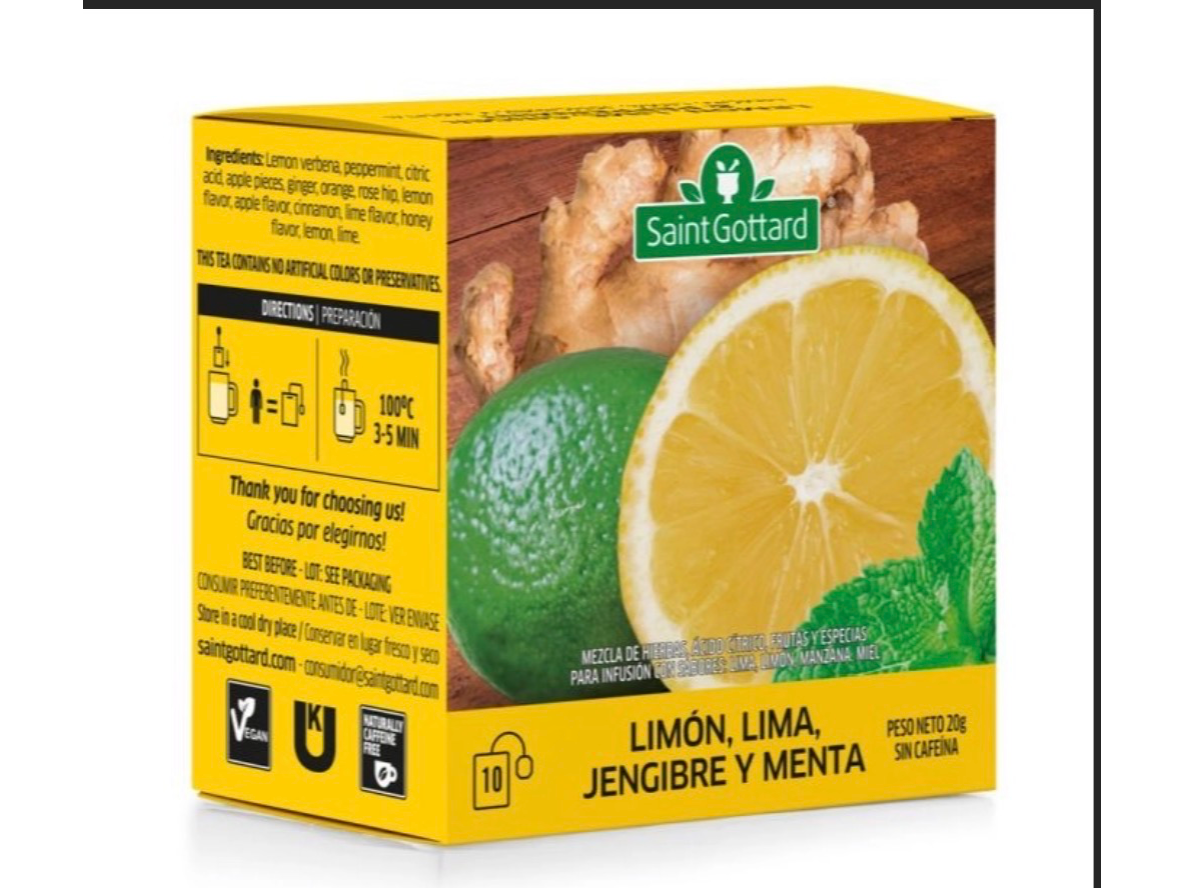 Te Limon Lima Jengibre y Menta 10 Saq-SAINT GOTTARD
