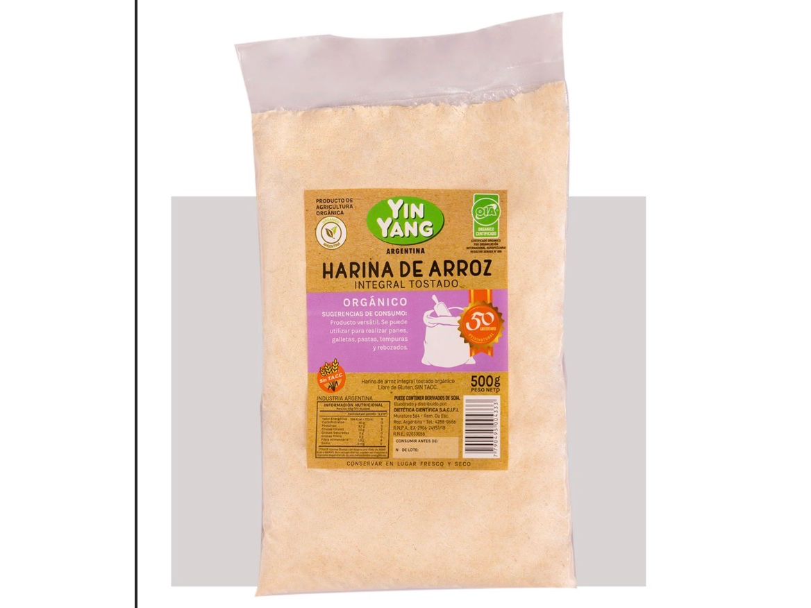 Harina de Arroz Integral Tostada Organico 500Gr-YIN YANG