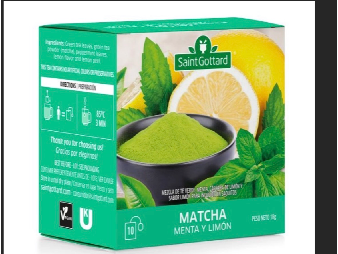 Te Matcha,Menta y Limon 10 Saq- SAINT GOTTARD