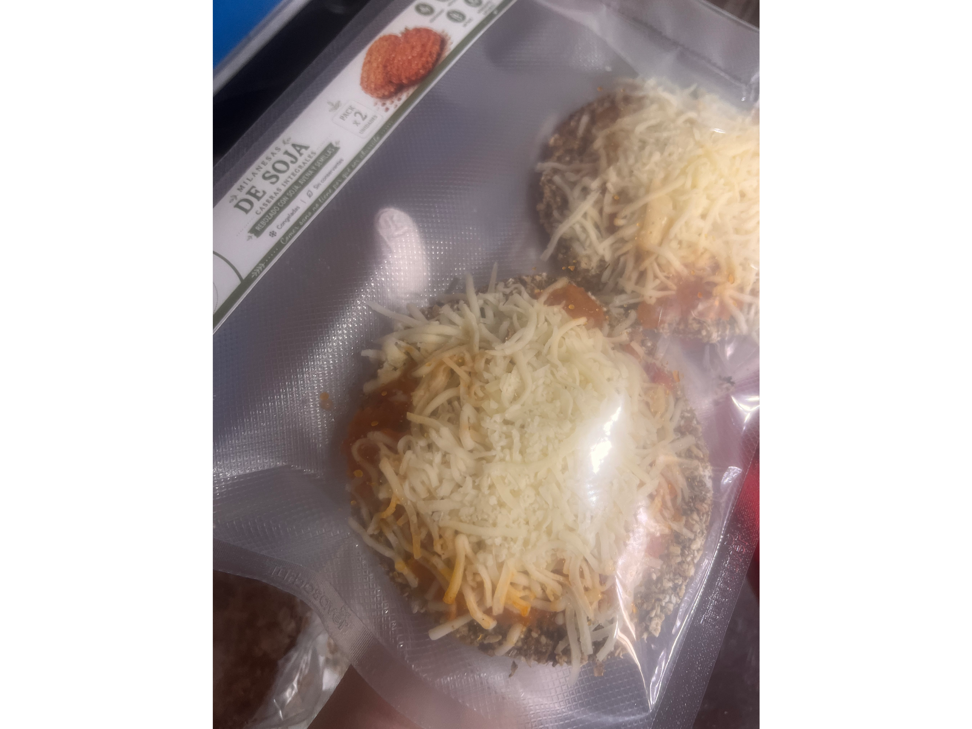 Milanesas Soja cocidas con salsa y queso