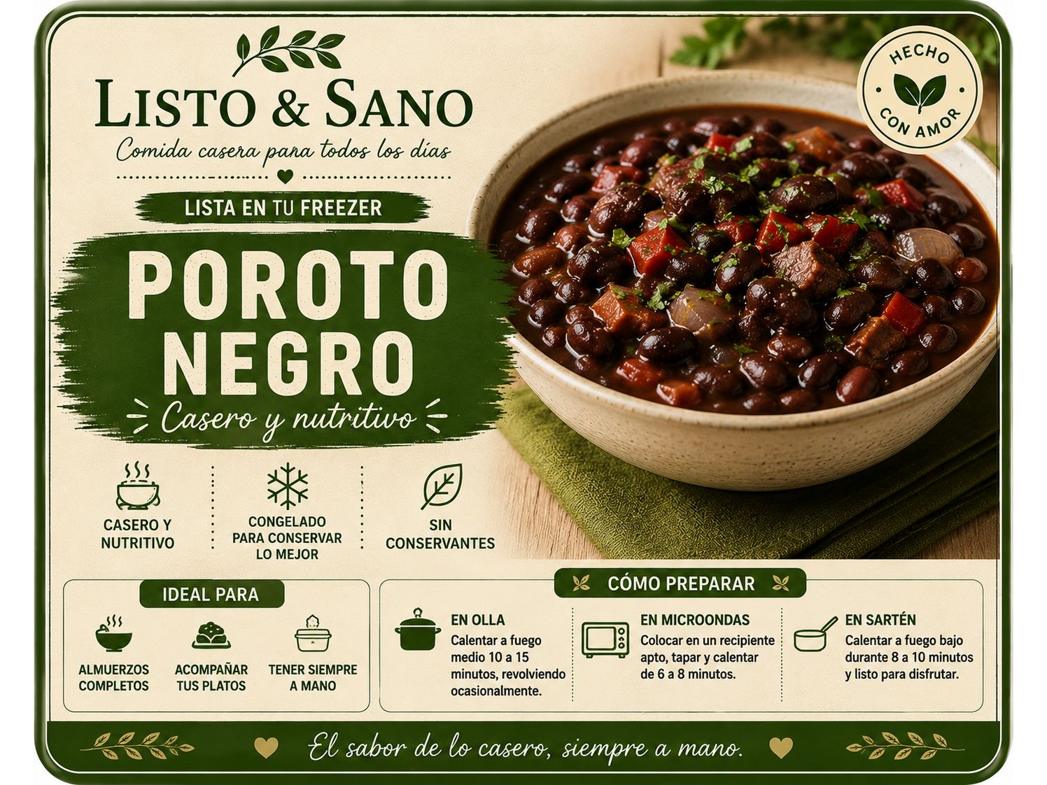 Poroto Negro con carne Magra