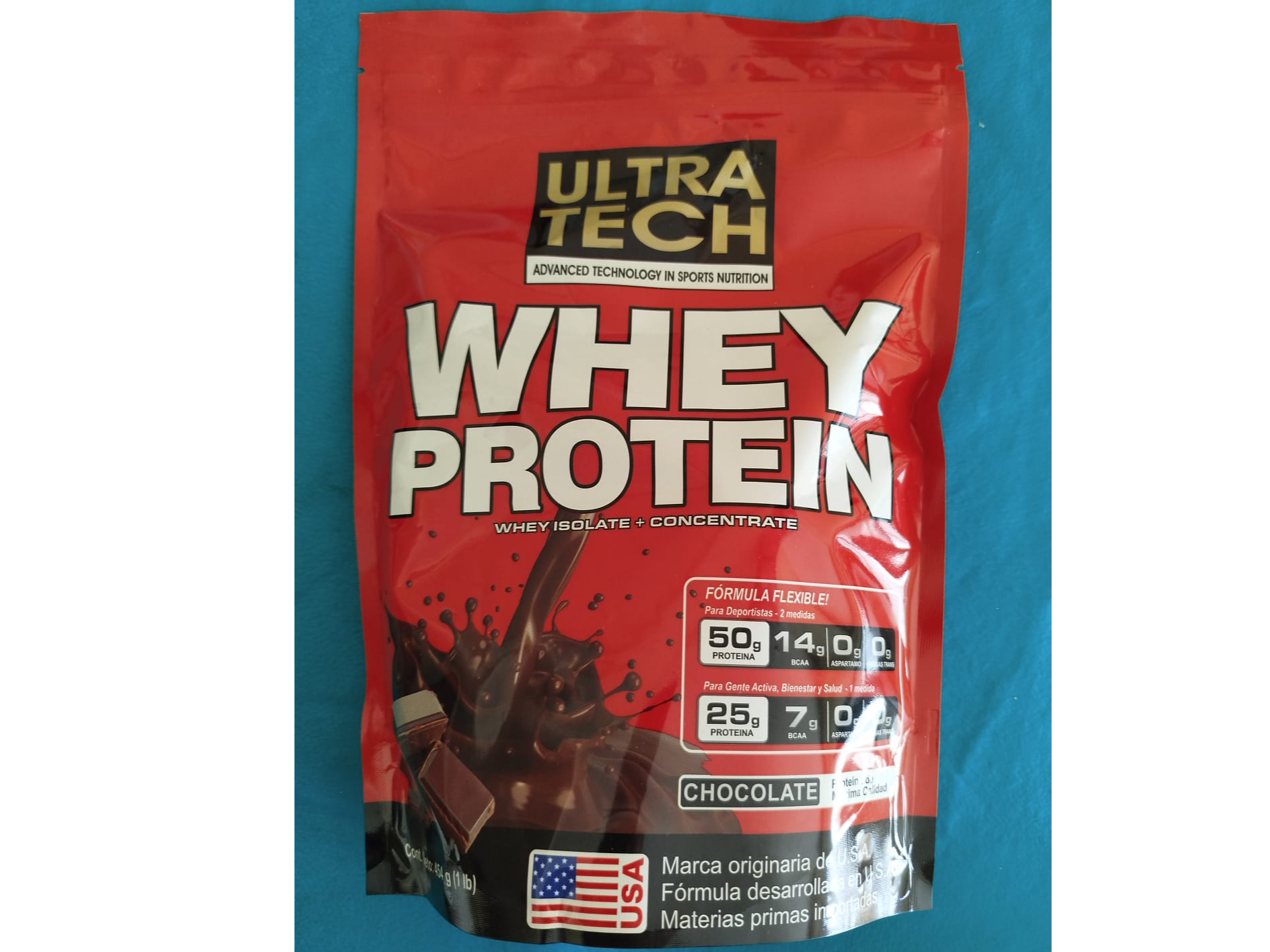 Proteína - Whey Protein Ultra Tech (USA) 454gr (1 libra) Sabor Chocolate