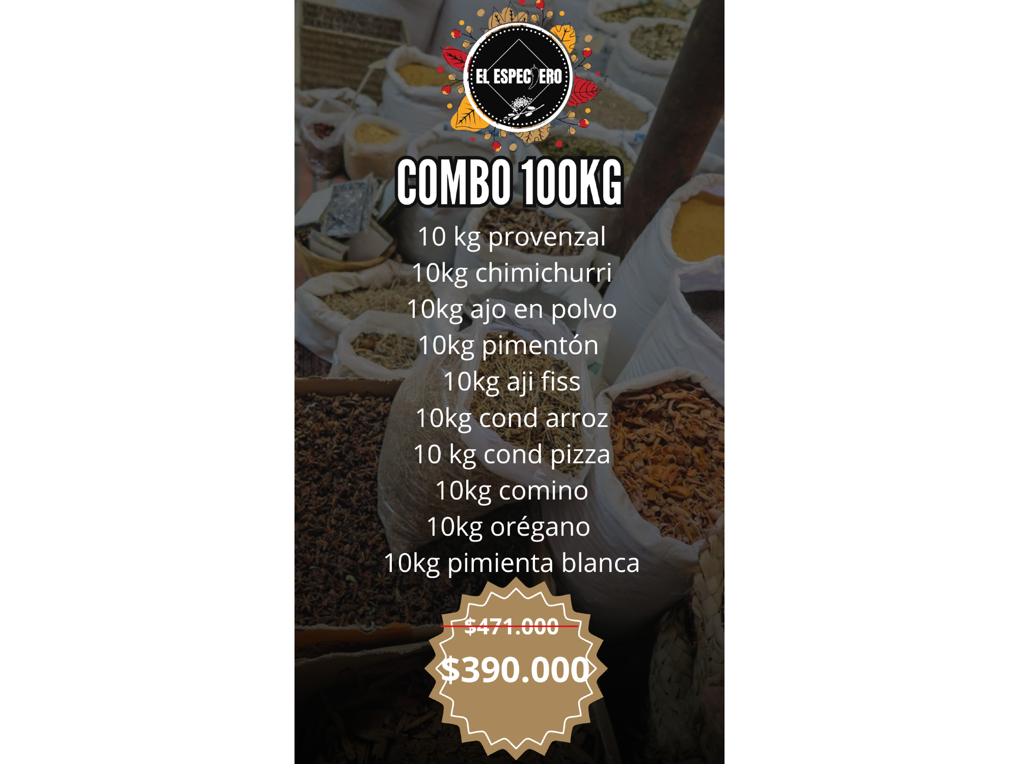 COMBO 100KG ESPECIAS TRADICIONALES