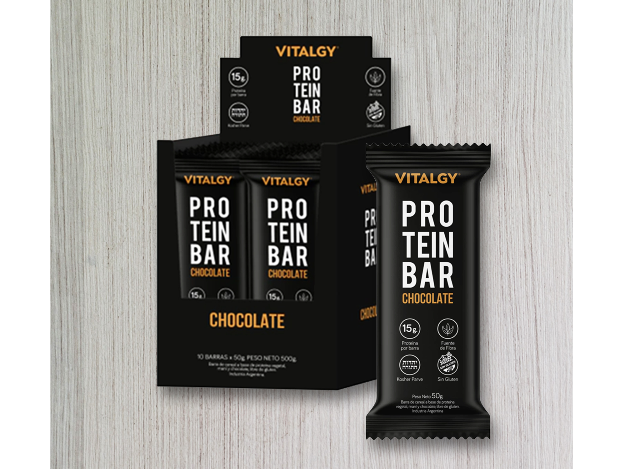DISPLAY 10  unidades VITALGY PROTEIN BAR CHOCOLATE 50 grs