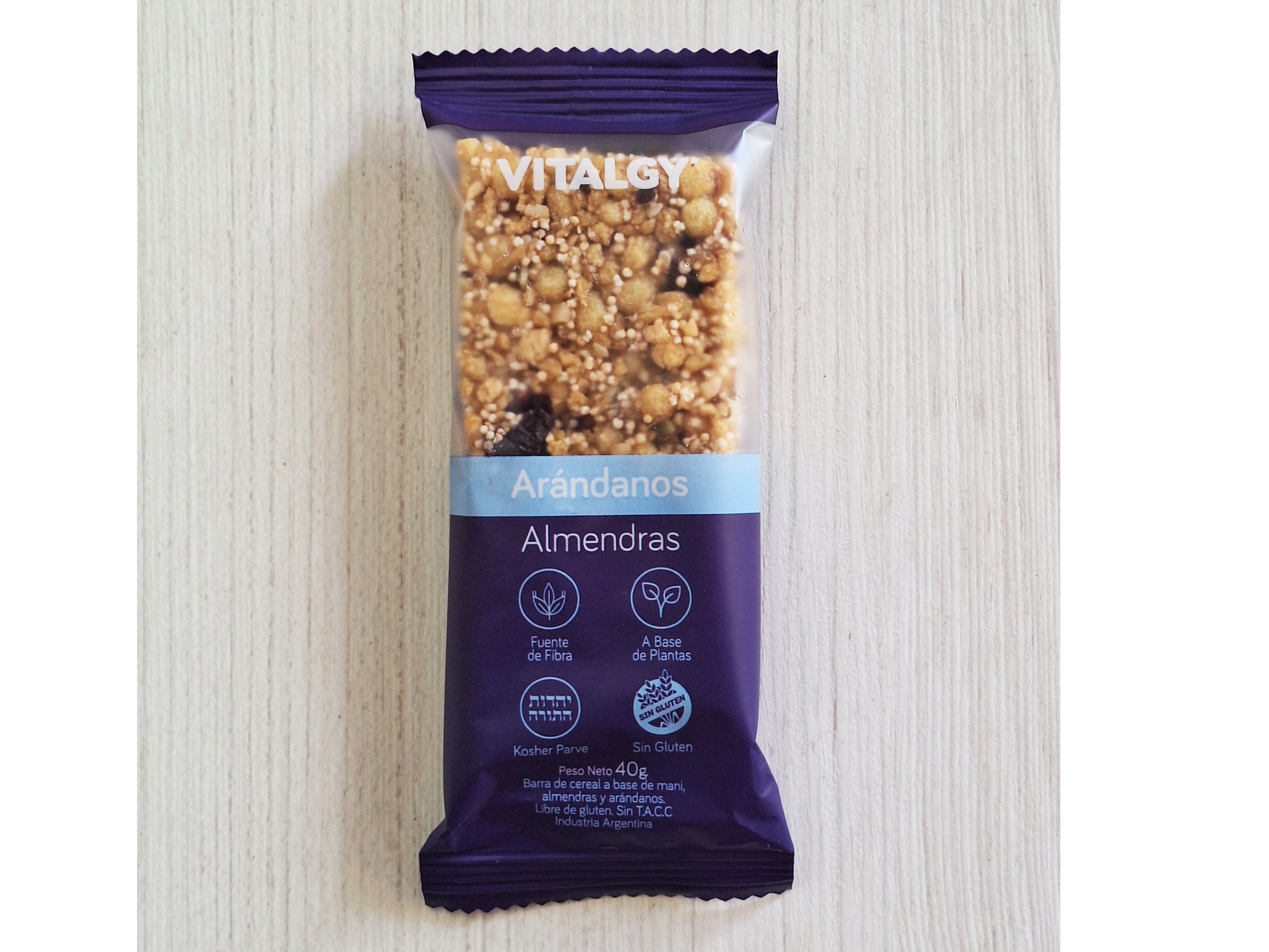 VITALGY CEREAL BAR ARANDANOS ALMENDRAS 40 grs