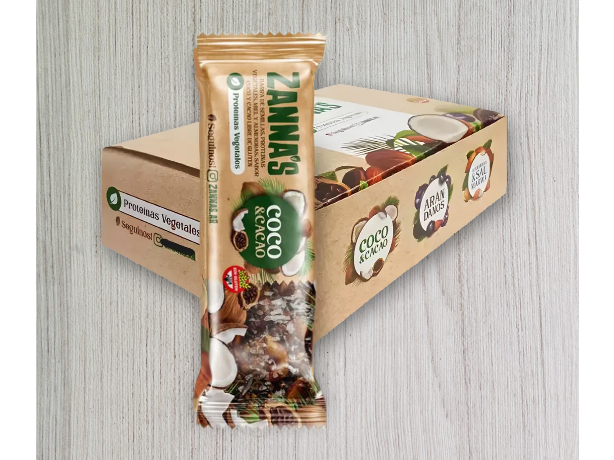 DISPLAY 12 unidades ZANNA´S COCO & CACAO UNIDAD X 40 Grs