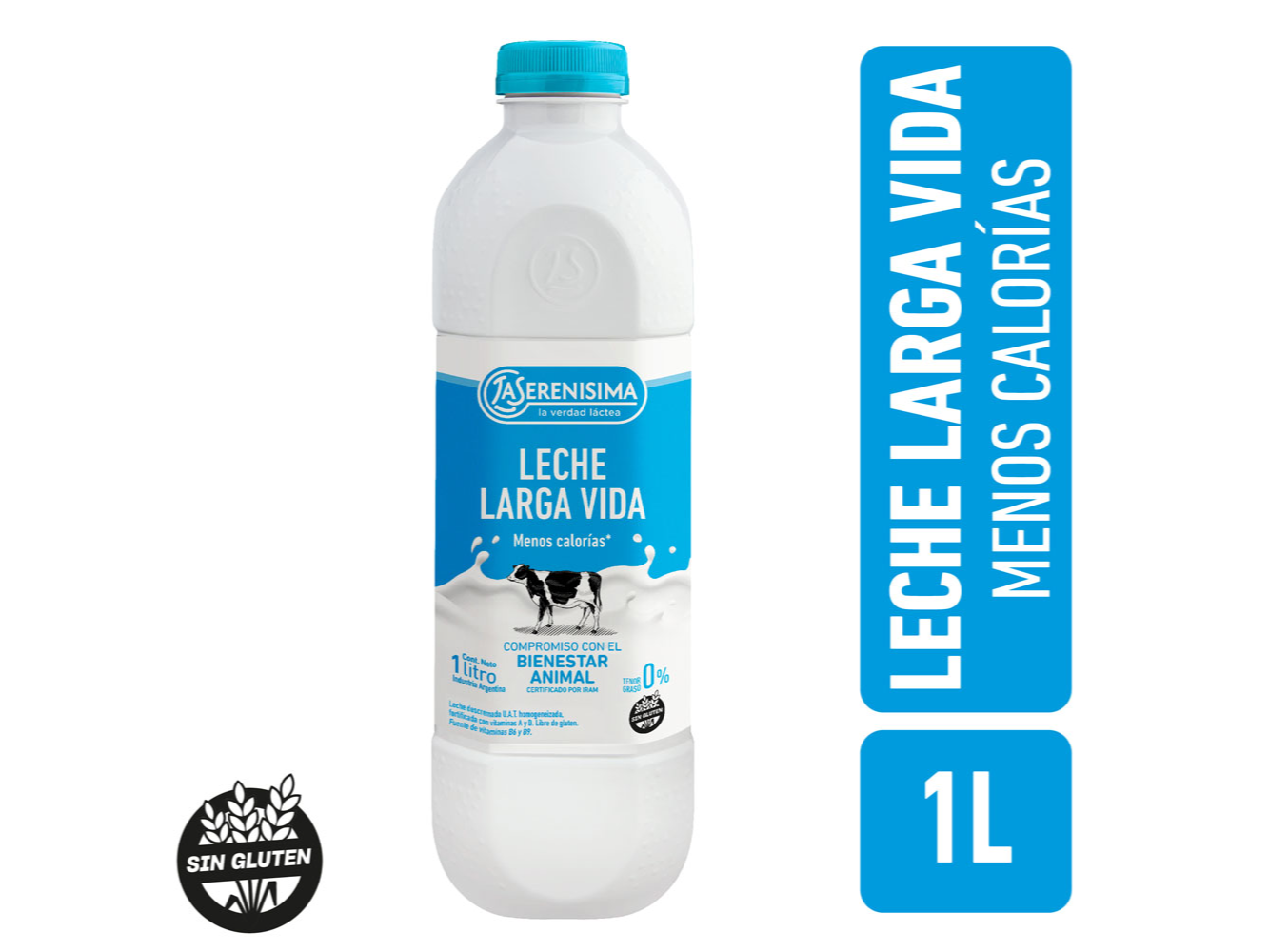 Leche Descremada Menos Calorías Fort. Con Vitaminas La Serenísima Botella Larga Vida 1 L
