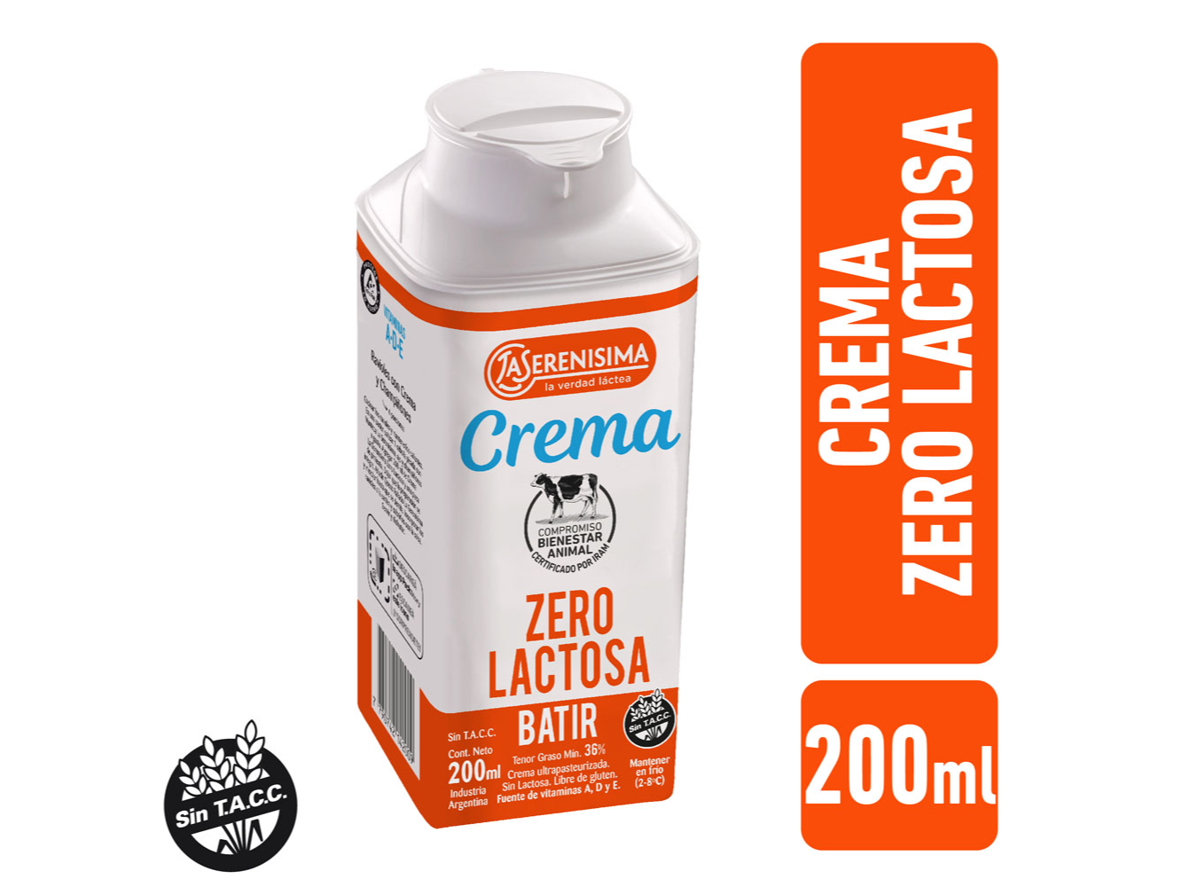 Crema La Serenísima Zero Lactosa Para Batir 200cm3