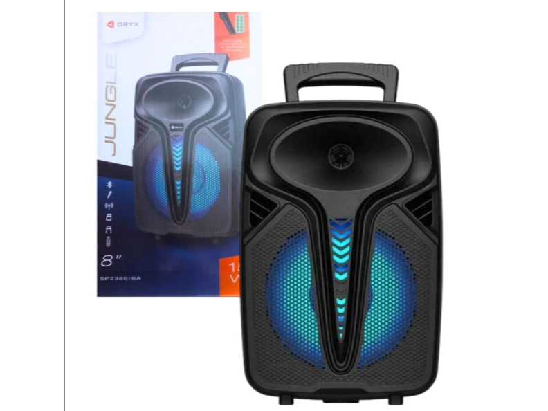 Parlante Bluetooth ORYX 8” Jungle 15W con Micrófono y Luces LED