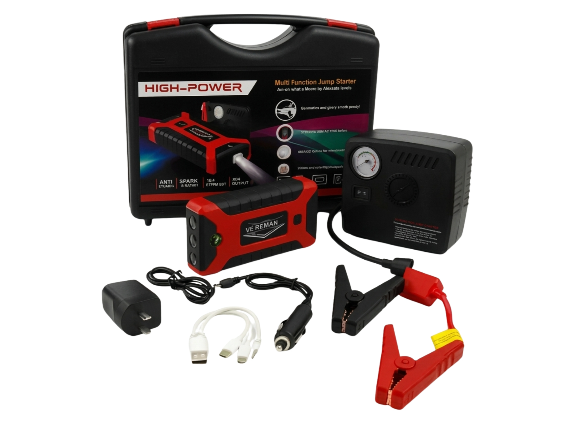 Arrancador De Bateria Auto Portatil + Compresor