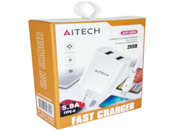 CARGADOR DE PARED AITECH FAST CHARGING 5.8A 2 USB MICRO COLORES SURTIDOS