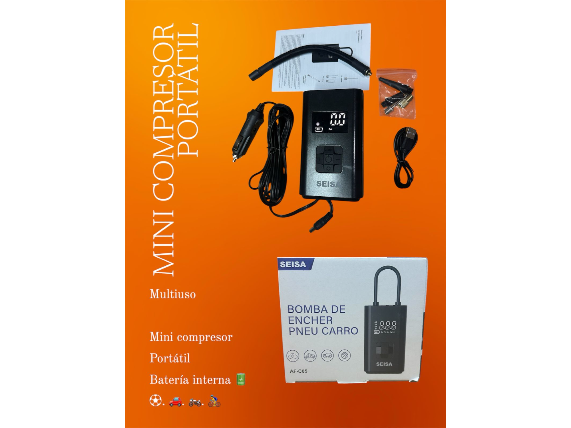 Mini Compresor Portatil Multiuso