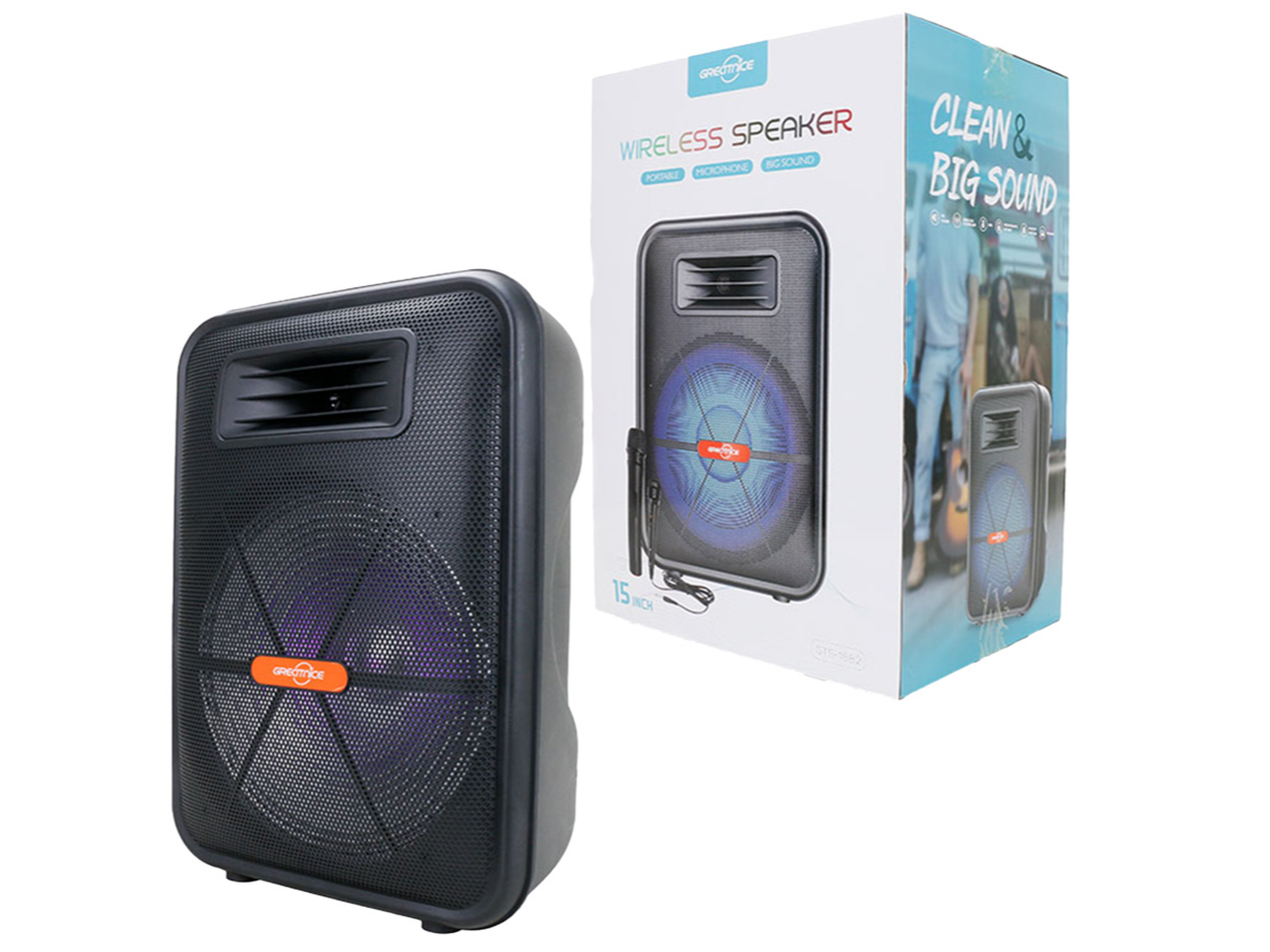 Parlante Bluetooth 15" Luz LED con 2 Micrófonos
