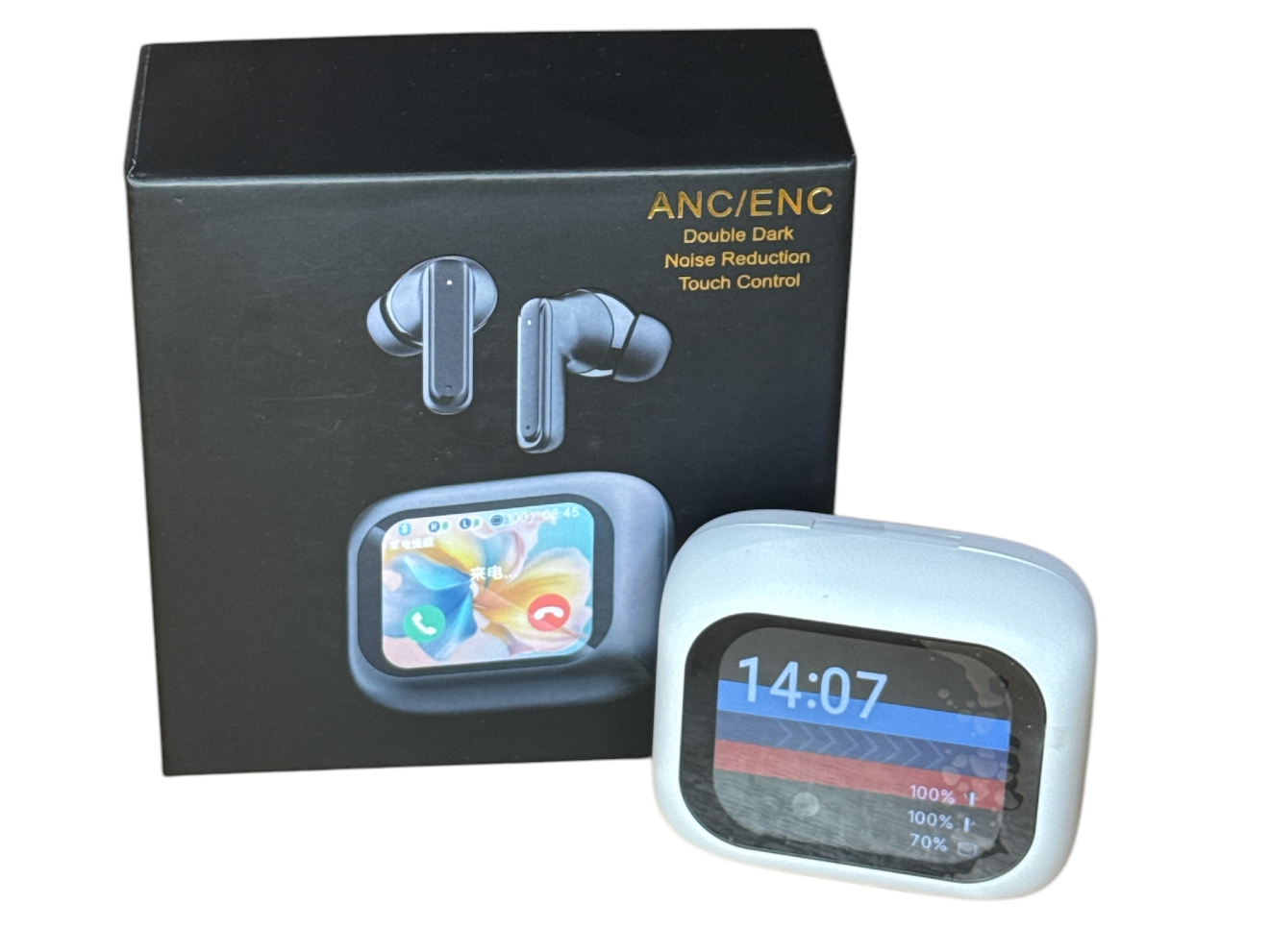 Auriculares Inalámbricos ANC/ ENC Pantalla Táctil BLANCOS de TIGREX