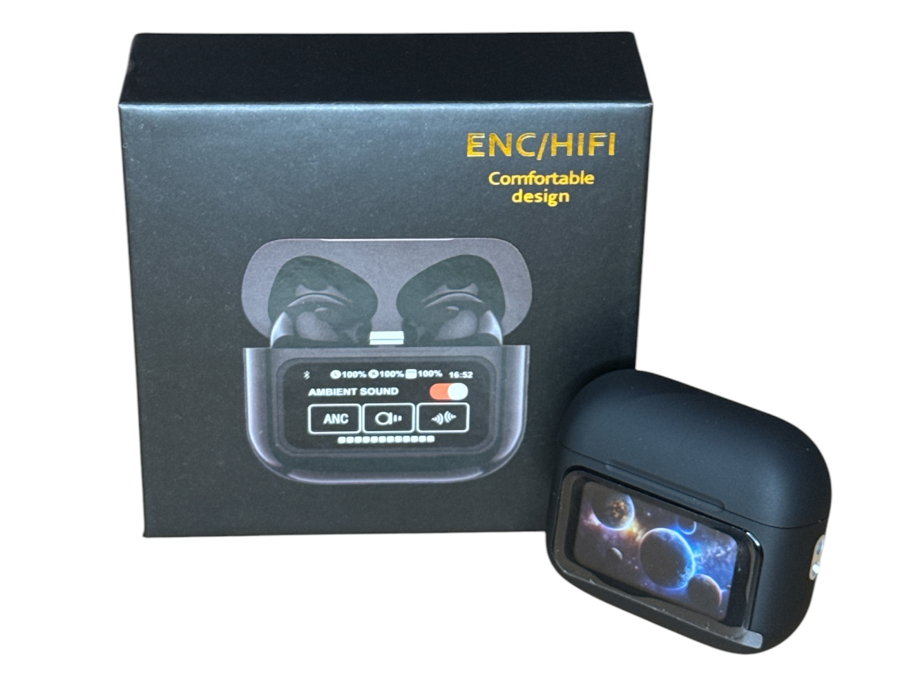 Auriculares Inalámbricos ENC/HIFI Pantalla Táctil NEGROS