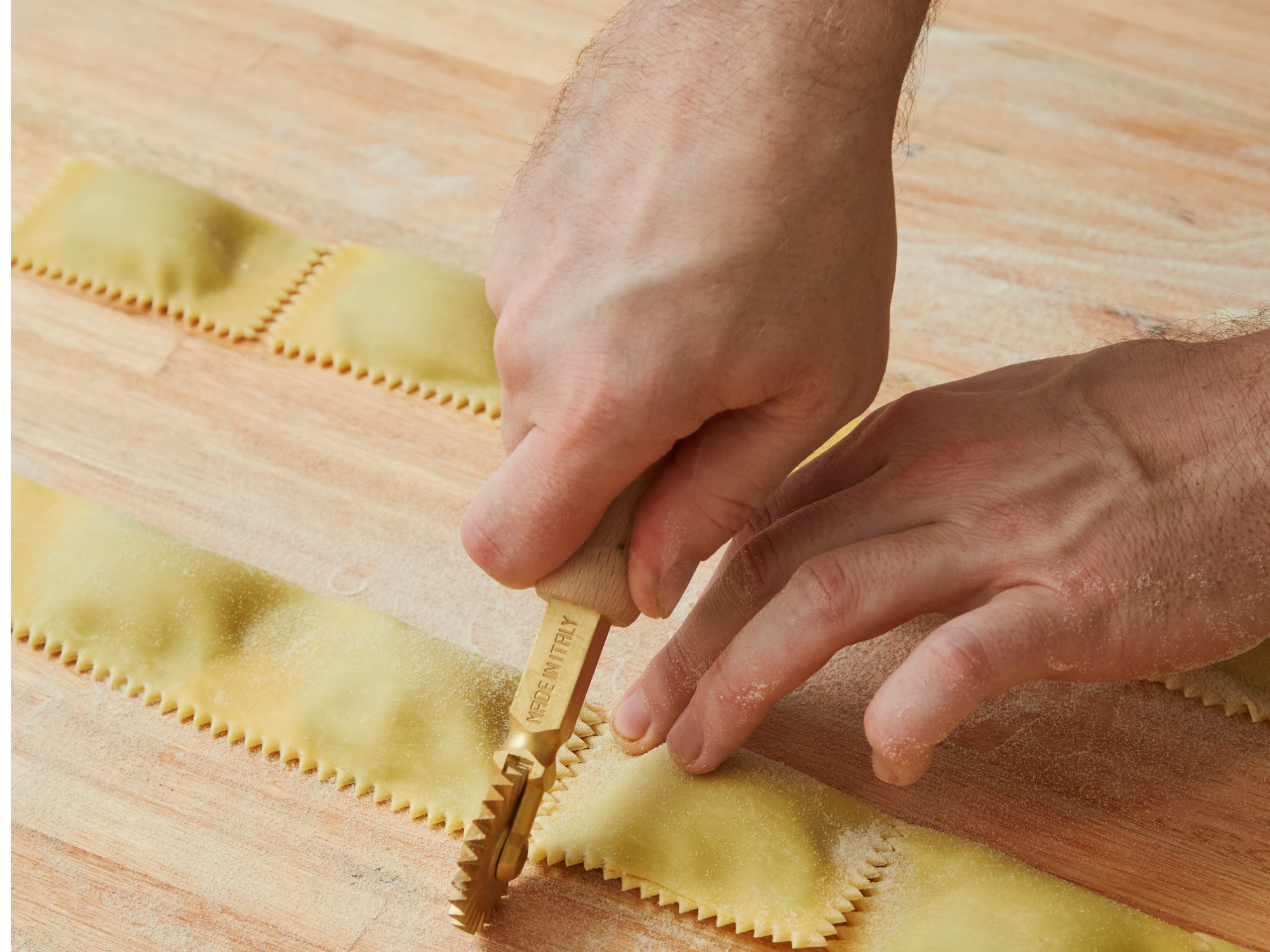 Ravioli di spinaci, ricotta e Parmigiano.