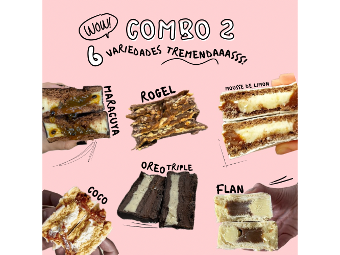 6 VARIEDADES DE ALFAJORES ( COCO CON DULCE DE LECHE /MOUSSE DE LIMON Y MERENGUE ITALIANO /OREO/FLAN CON DULCE DE LECHE / MARACUYA /ROGEL