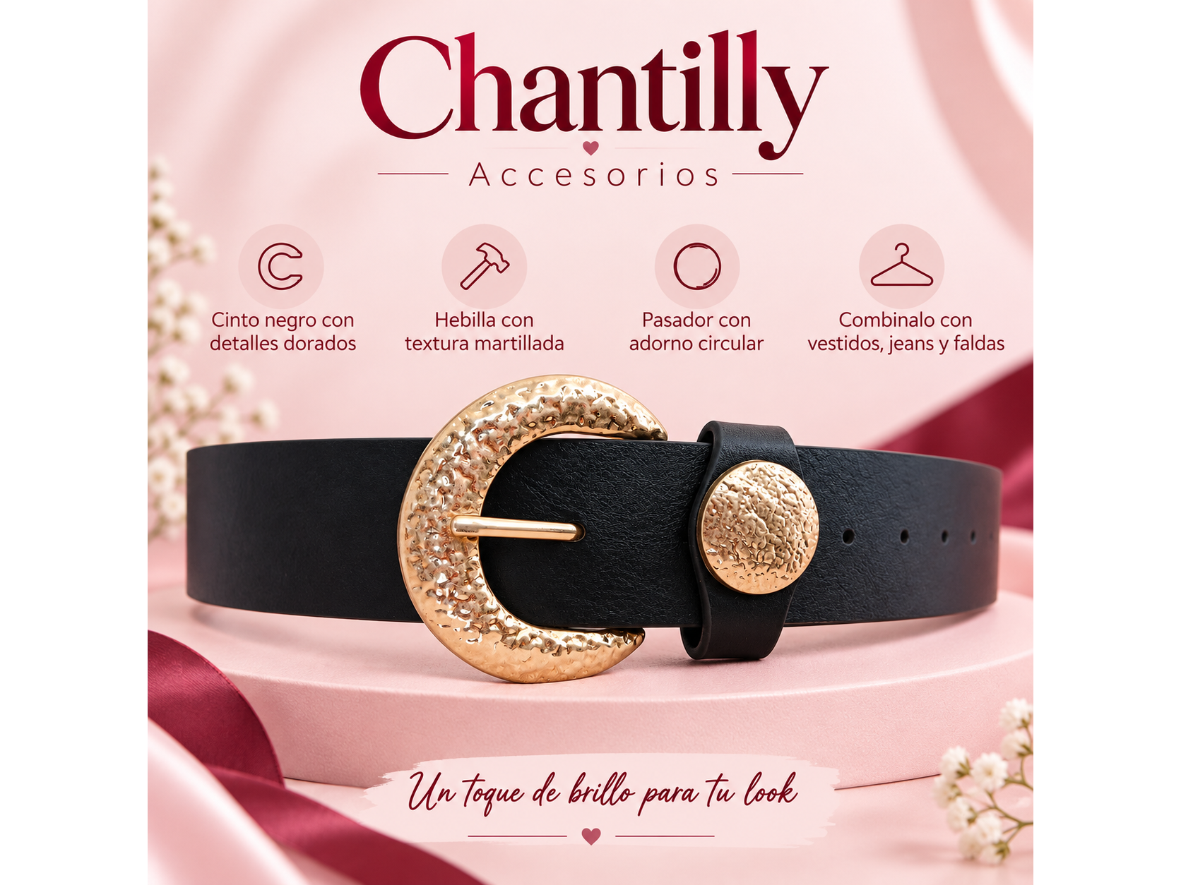 Cinto eclipse negro con dorado