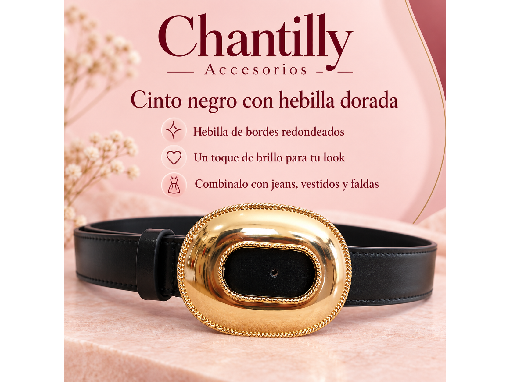 Cinto Hebilla ovalada dorada