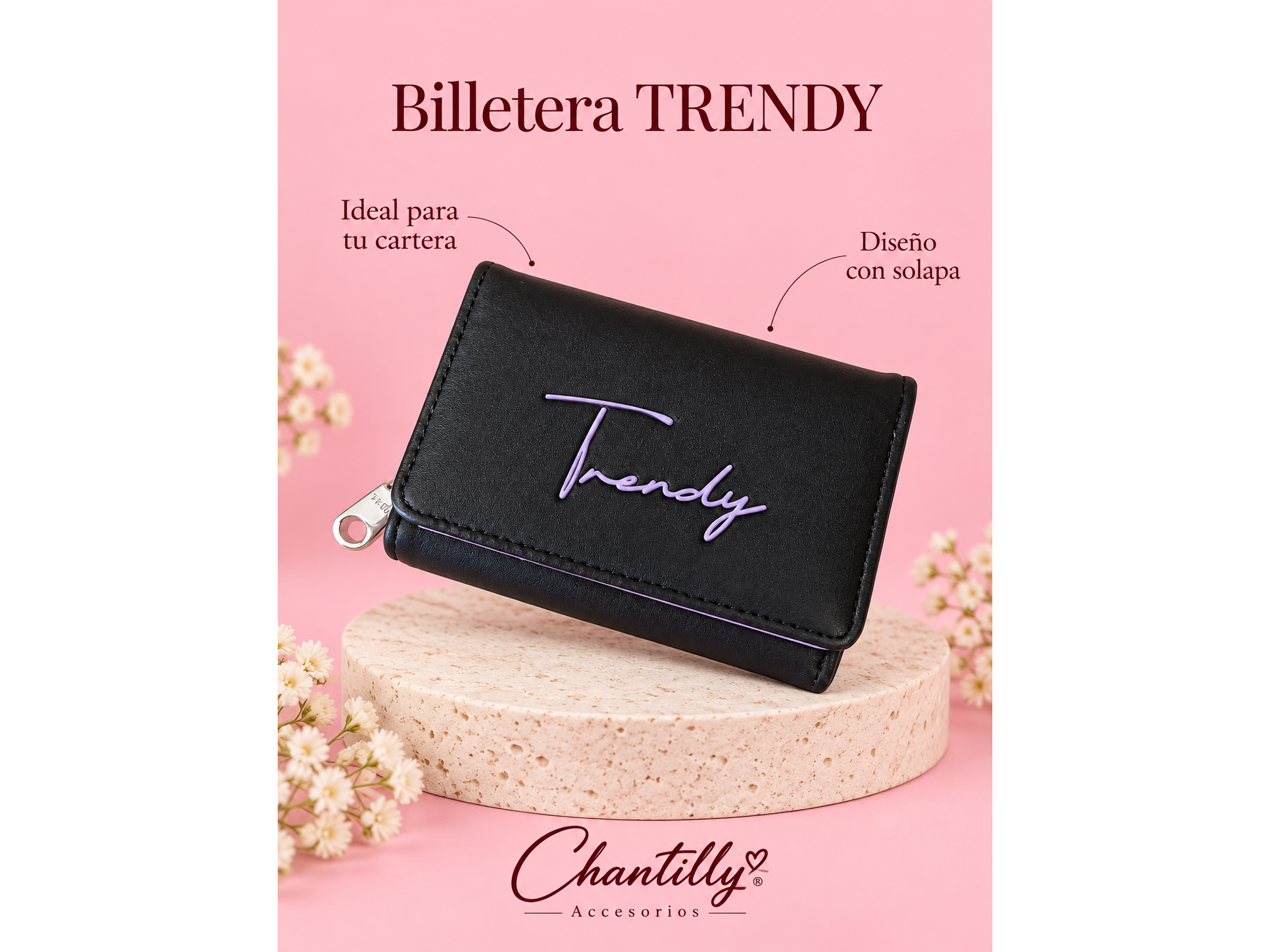 Billetera Trendy c/ detalles Lila
