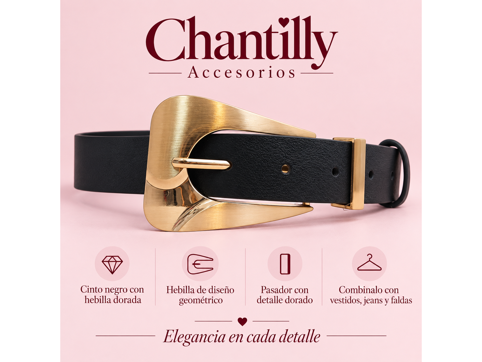 Cinto prisma negro c/ dorado