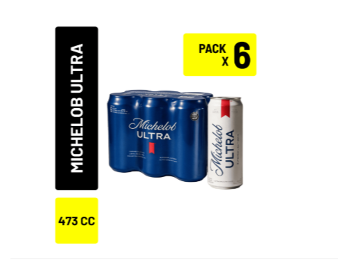 Pack x 6 Cerveza Michelob Ultra Gluten Free 473cc