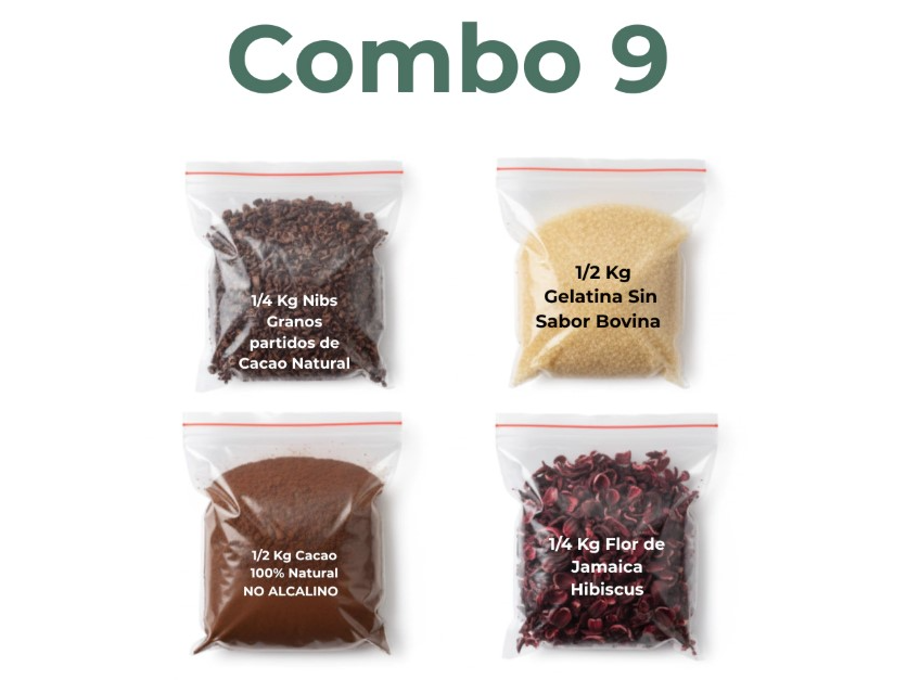 Nibs Partidos Cacao + Cacao + Gelatina + Flor de Jamaica