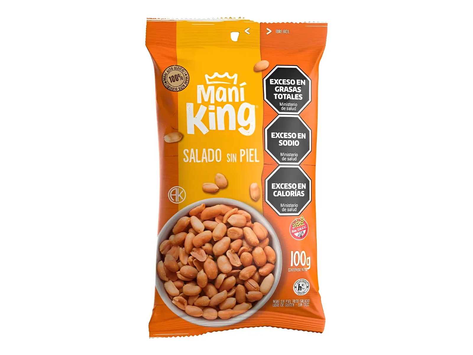 MANÍ SALADO SIN PIEL X 100 GR