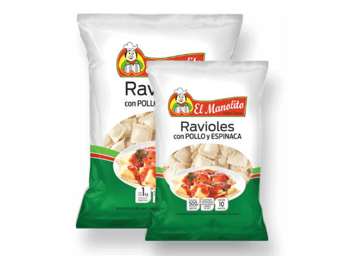 RAVIOLES DE POLLO Y ESPINACA X 500 GR