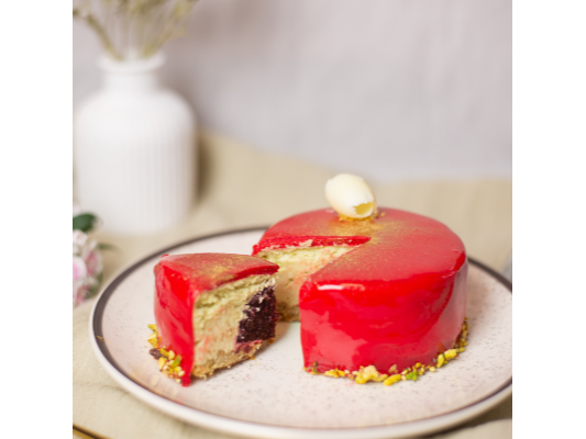 Mousse de pistacho y frutos rojos individual