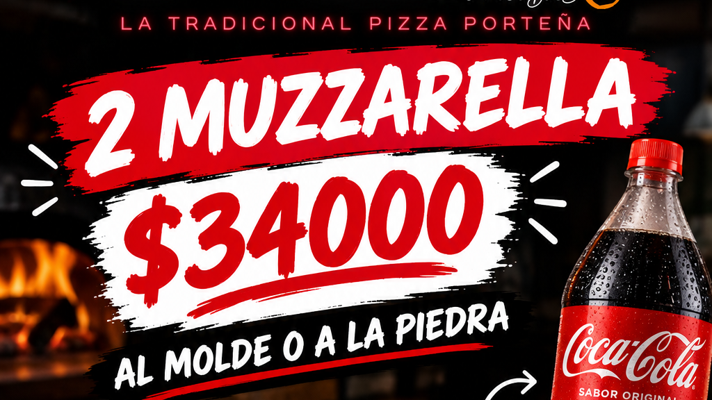 2 MUZZA CON COCA COLA DE REGALO!