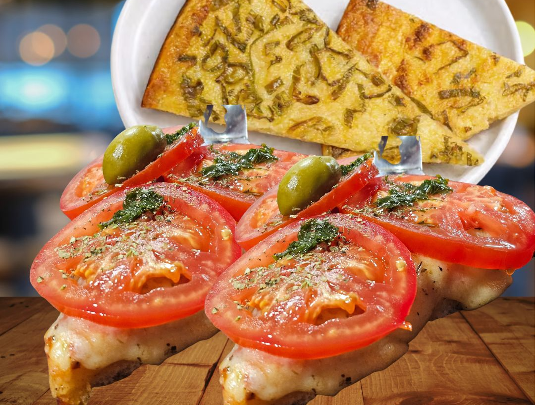 2 PORCIONES DE NAPOLITANA + 2 PORCIONES DE FAINA