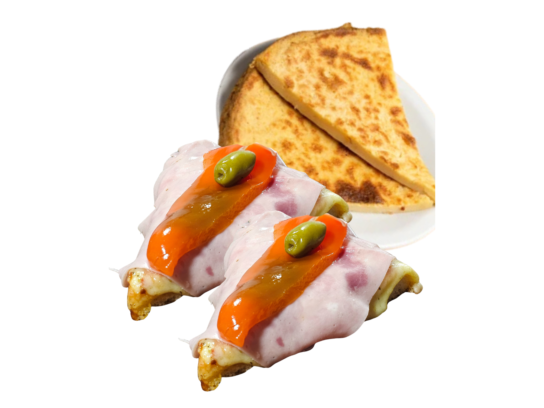 2 PORCIONES DE FAINA + 2 PORCIONES DE JAMON Y MORRON