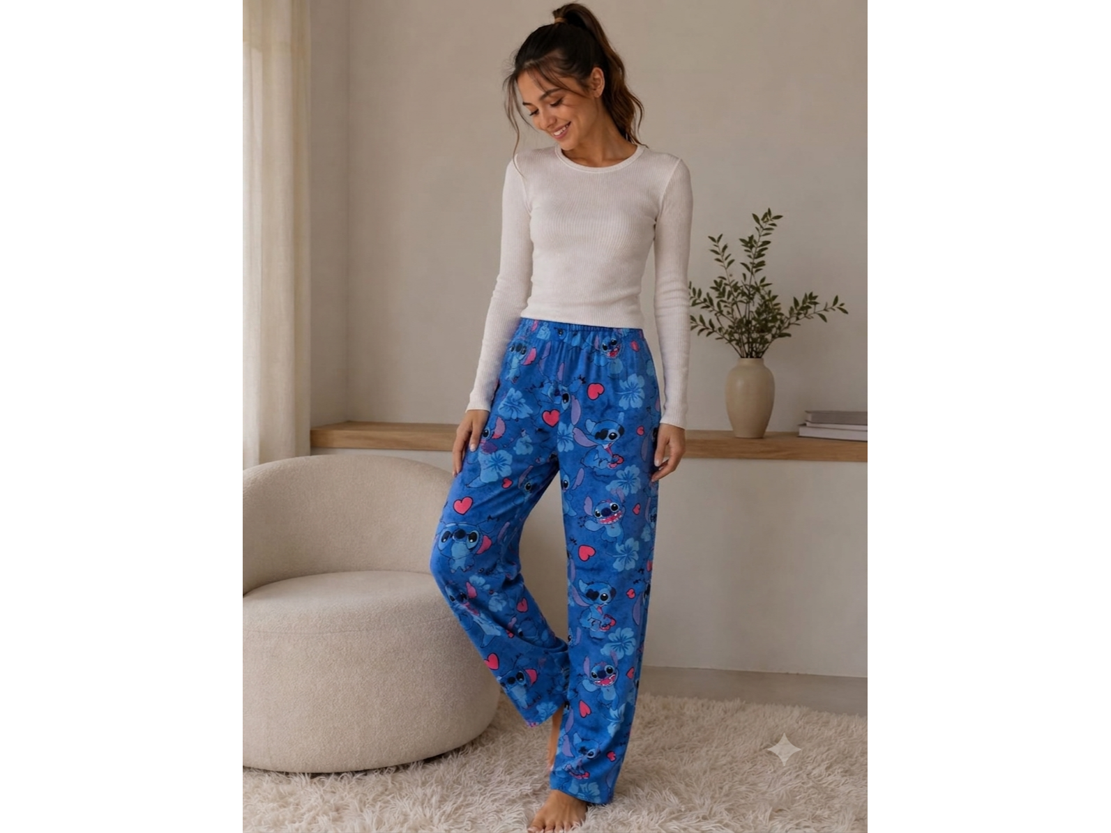 Pantalón de Plush Bi faz Soft  STICH