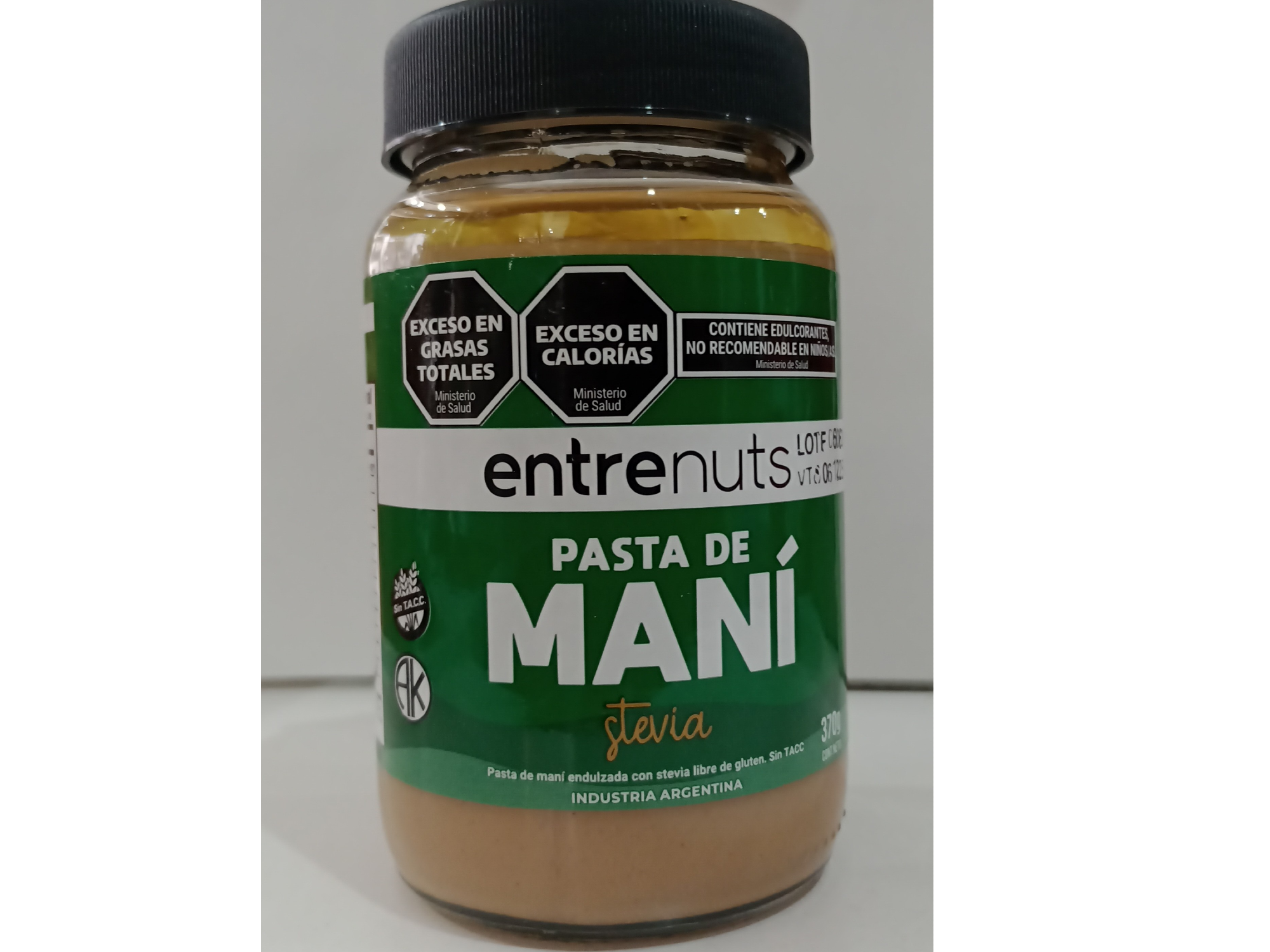 Mantequilla de maní con stevia Entre Nuts