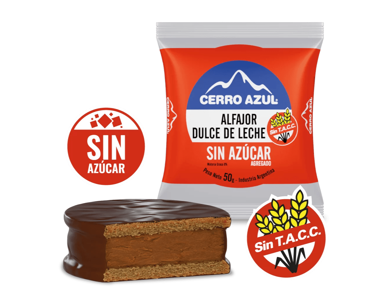 Alfajor sin azúcar Cerro Azul