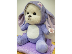 Peluche con manta - oso disfrazado lila