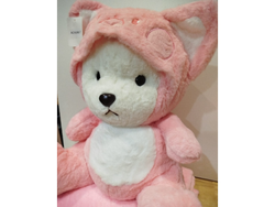 Peluche con manta - oso disfrazado rosa