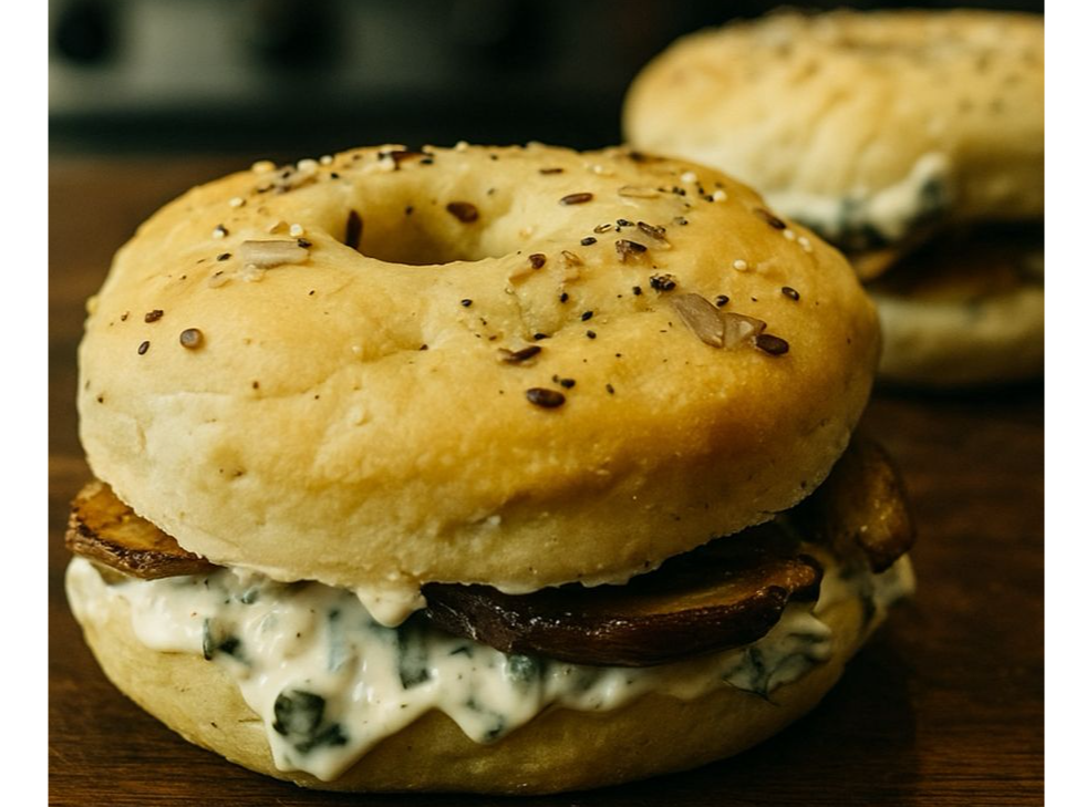 BAGGUEL VEGETARIANO DE HUMUS CON VERDURAS ASADAS