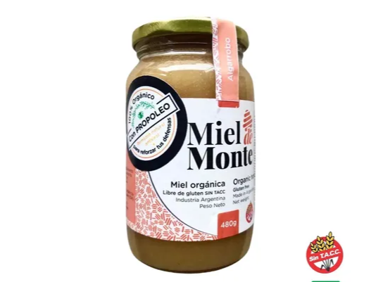 MIEL ORGANICA  DE ALGARROBO CON PROPOLEO MONTE 480 gr