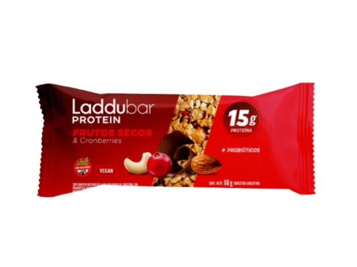 BARRA PROTEIN FRUTOS SECOS Y CRANBERRIES VEGANAS S/GLUTEN LADDUBAR 60 gr