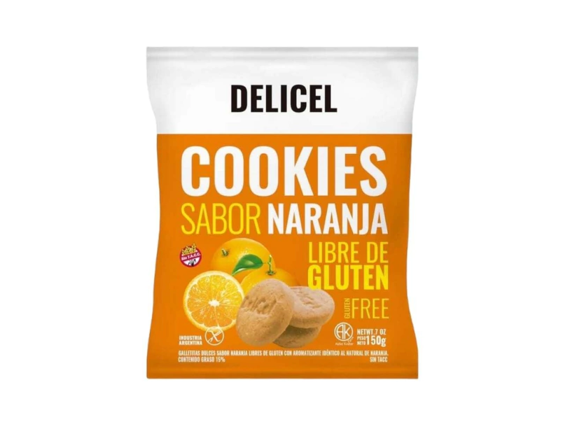 COOKIES SABOR NARANJA S/GLUTEN DELICEL   200 gr