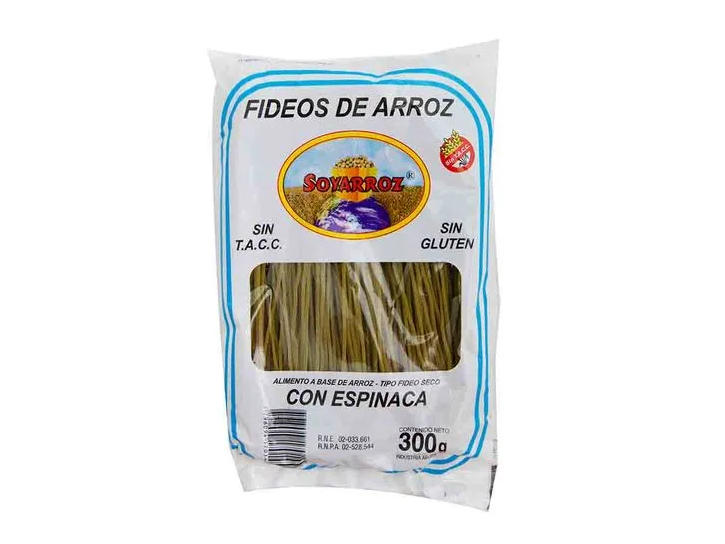 FIDEOS DE ARROZ CON ESPINACA SOYARROZ  300 gr
