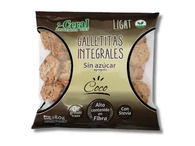 GALLETITAS INTEGRALES SABOR COCO  S/AZUCAR CERAL 180 gr